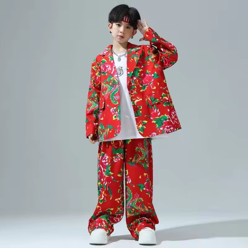 花柄 ダンス スーツ 上下セット
