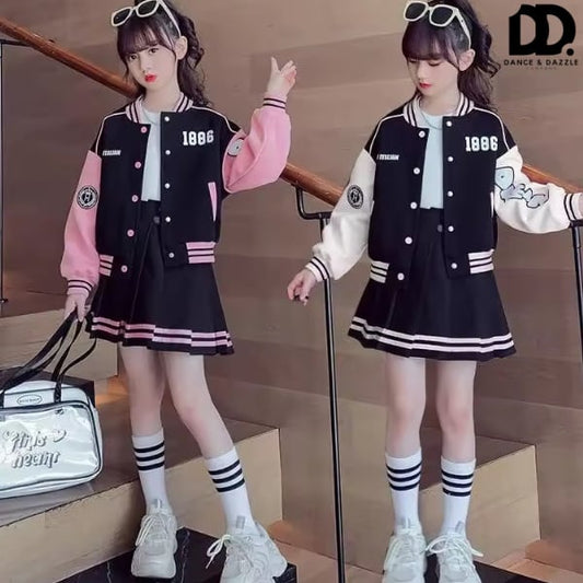 スタジャン × プリーツスカート セットアップ