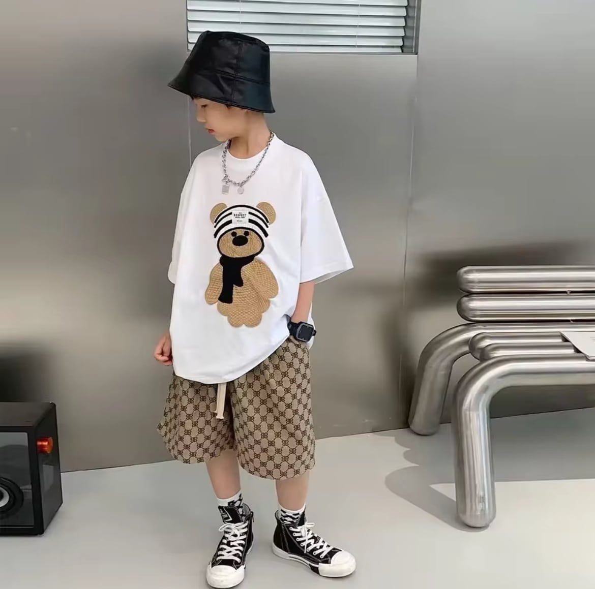 Bear プリントTシャツ