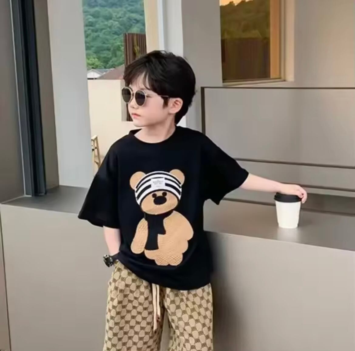 Bear プリントTシャツ