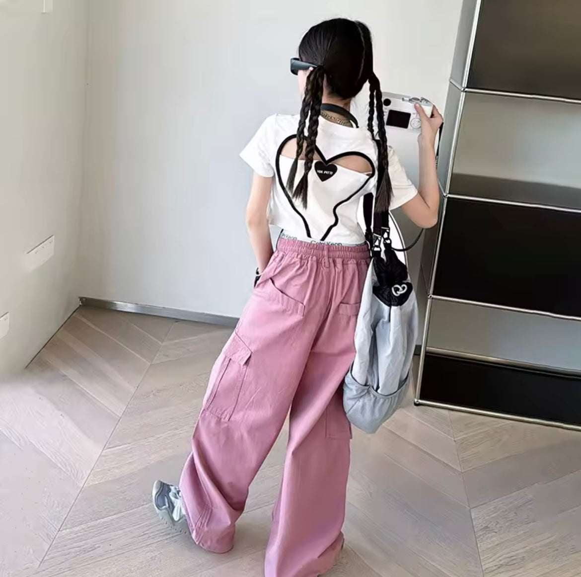 ハート♡ 背中空きトップス シャツ