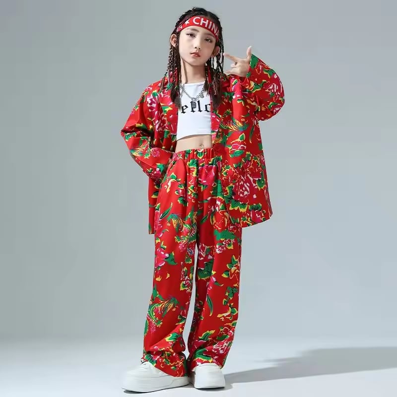 花柄 ダンス スーツ 上下セット