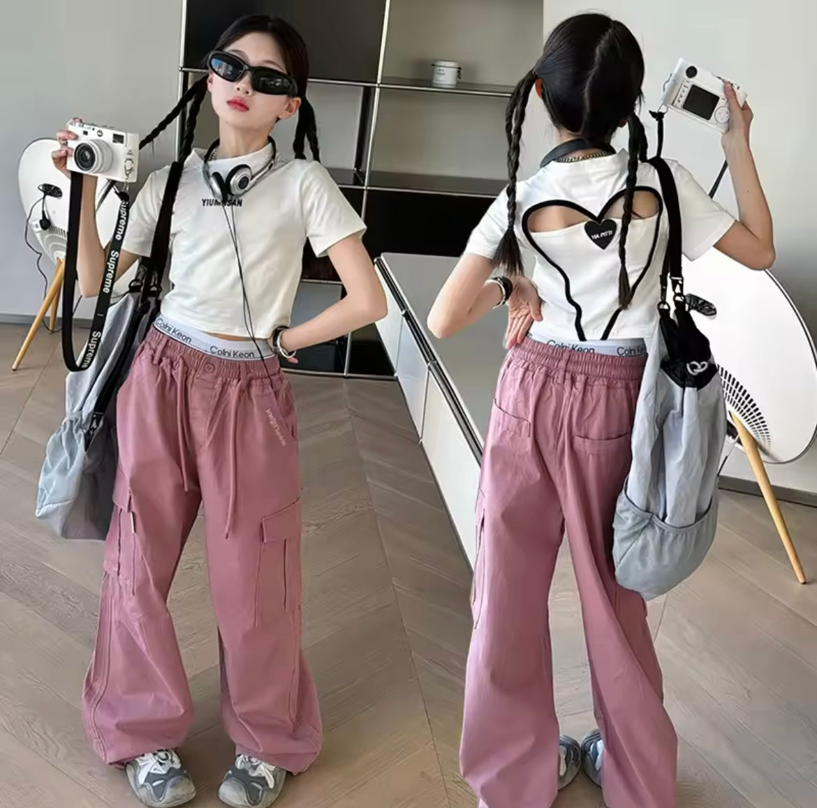 ハート♡ 背中空きトップス シャツ