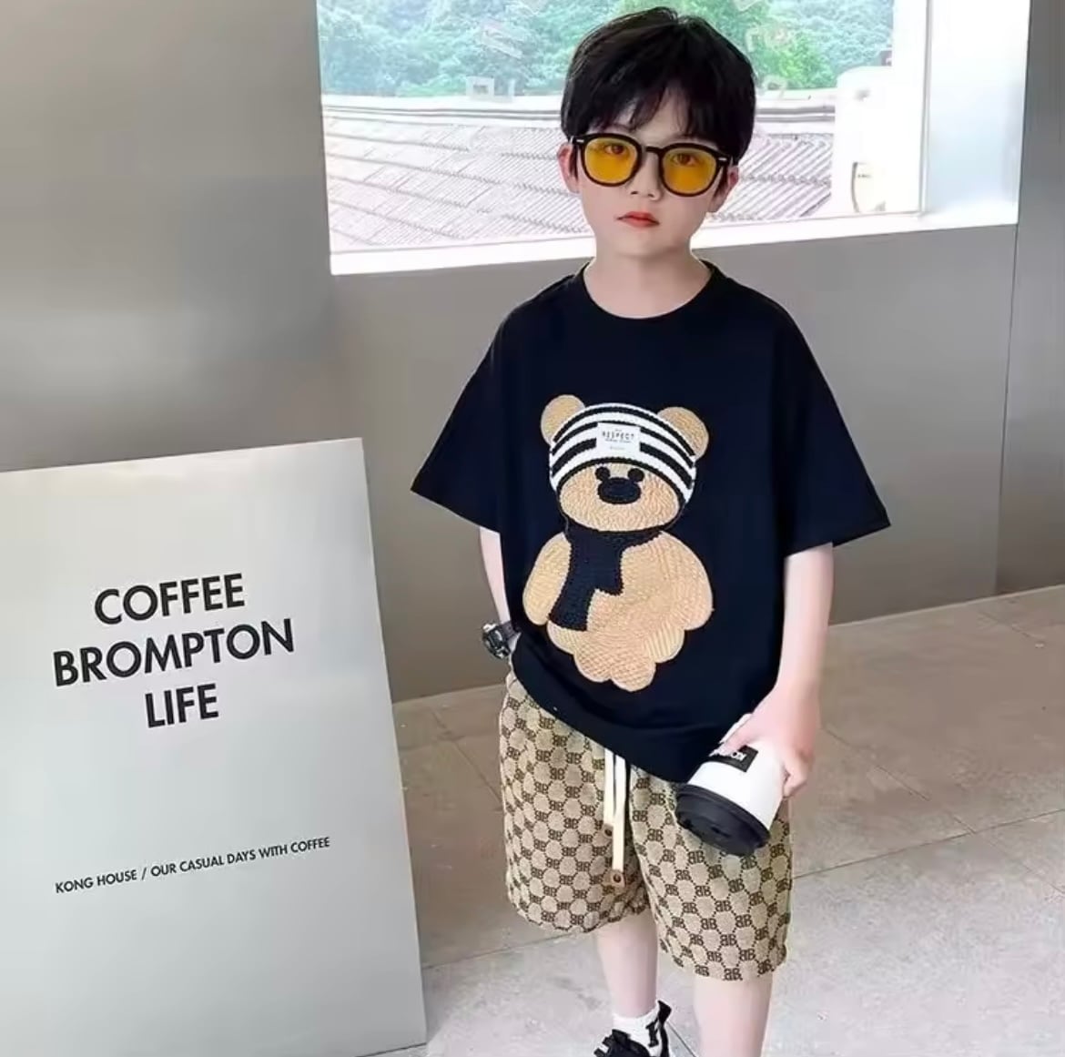 Bear プリントTシャツ